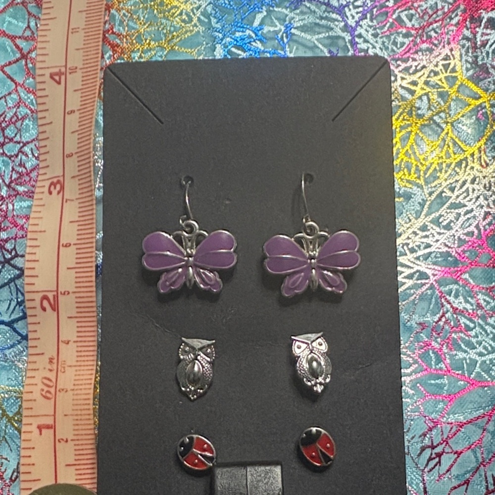 🖤Purple Butterfly and Owl Earring Set🖤